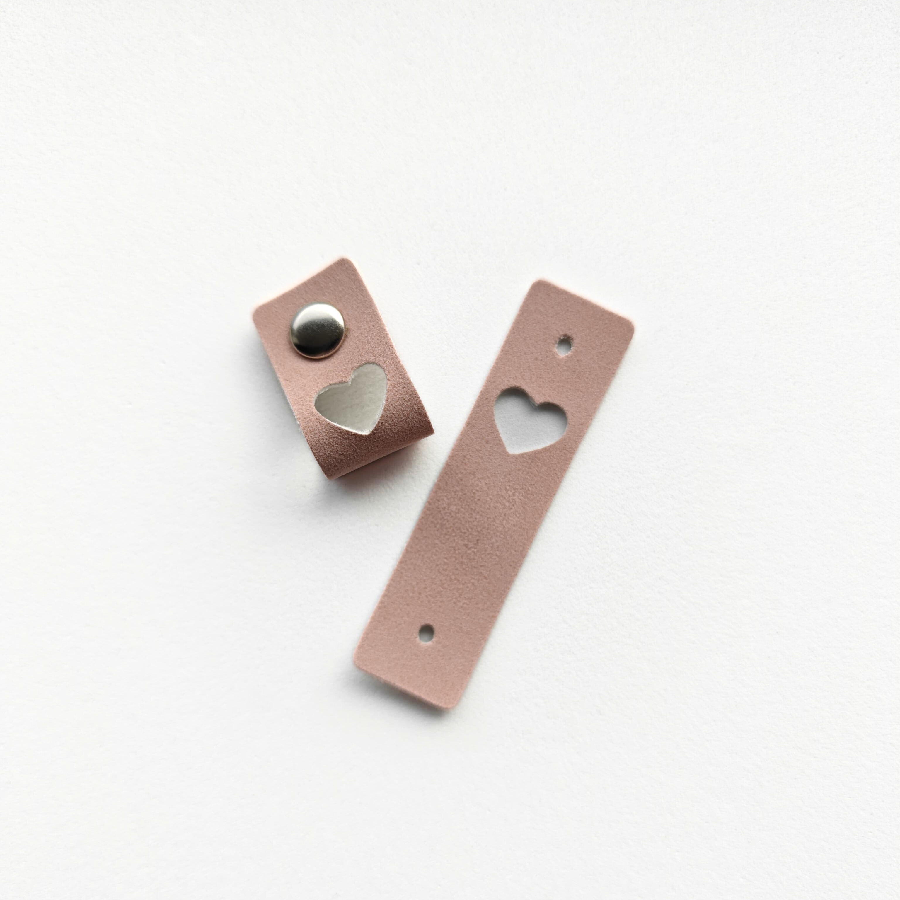 10 pack Faux Leather Heart Tags