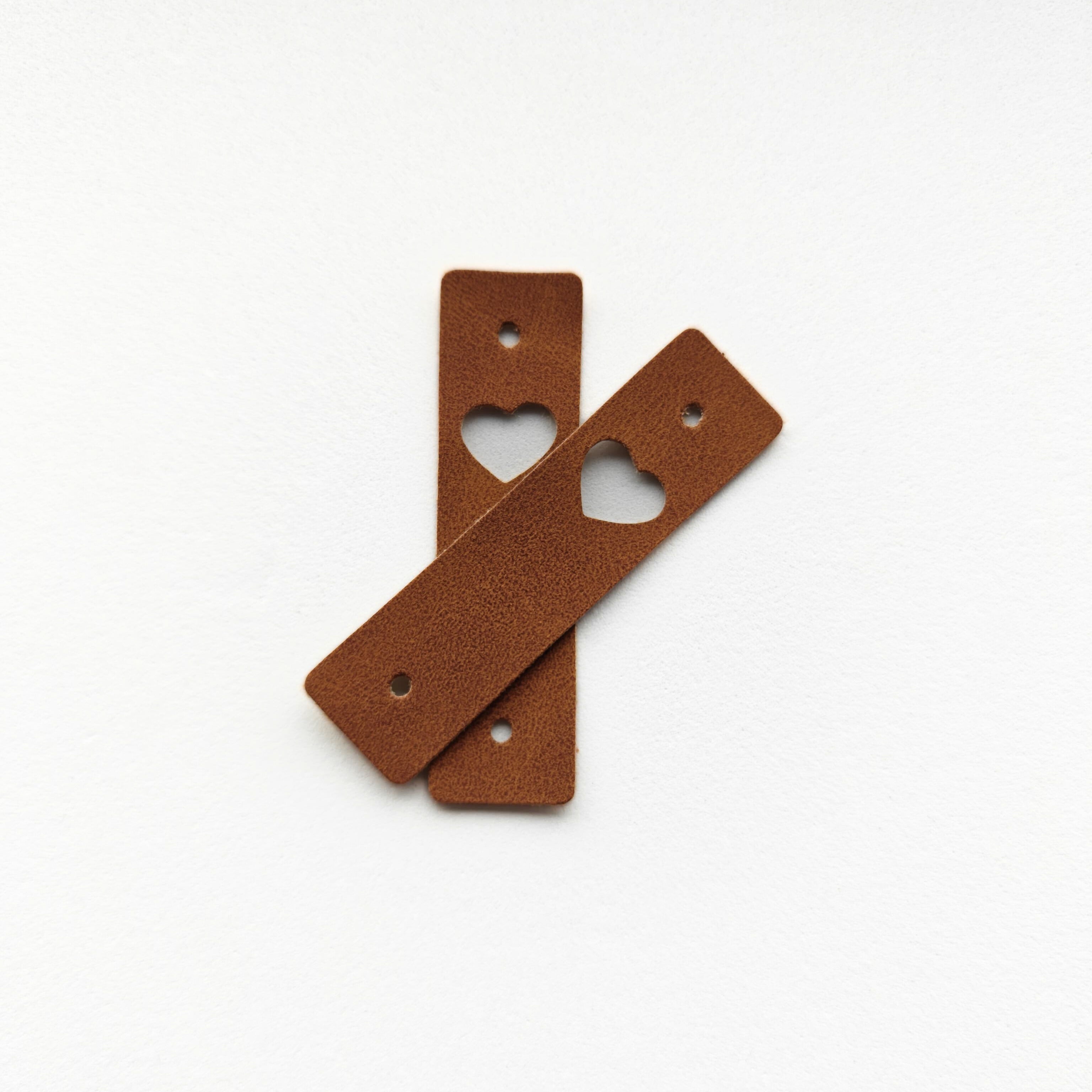 10 pack Faux Leather Heart Tags