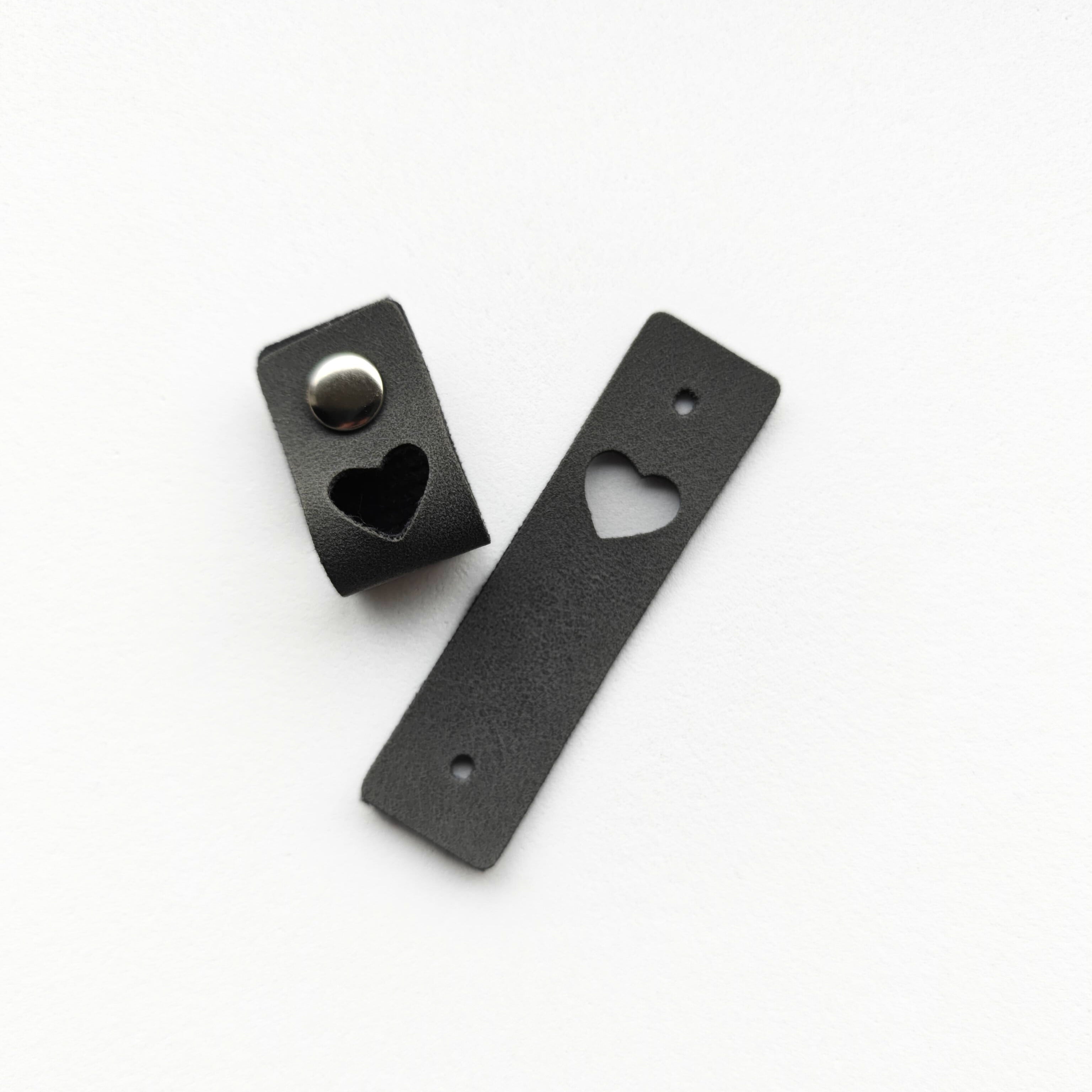 10 pack Faux Leather Heart Tags