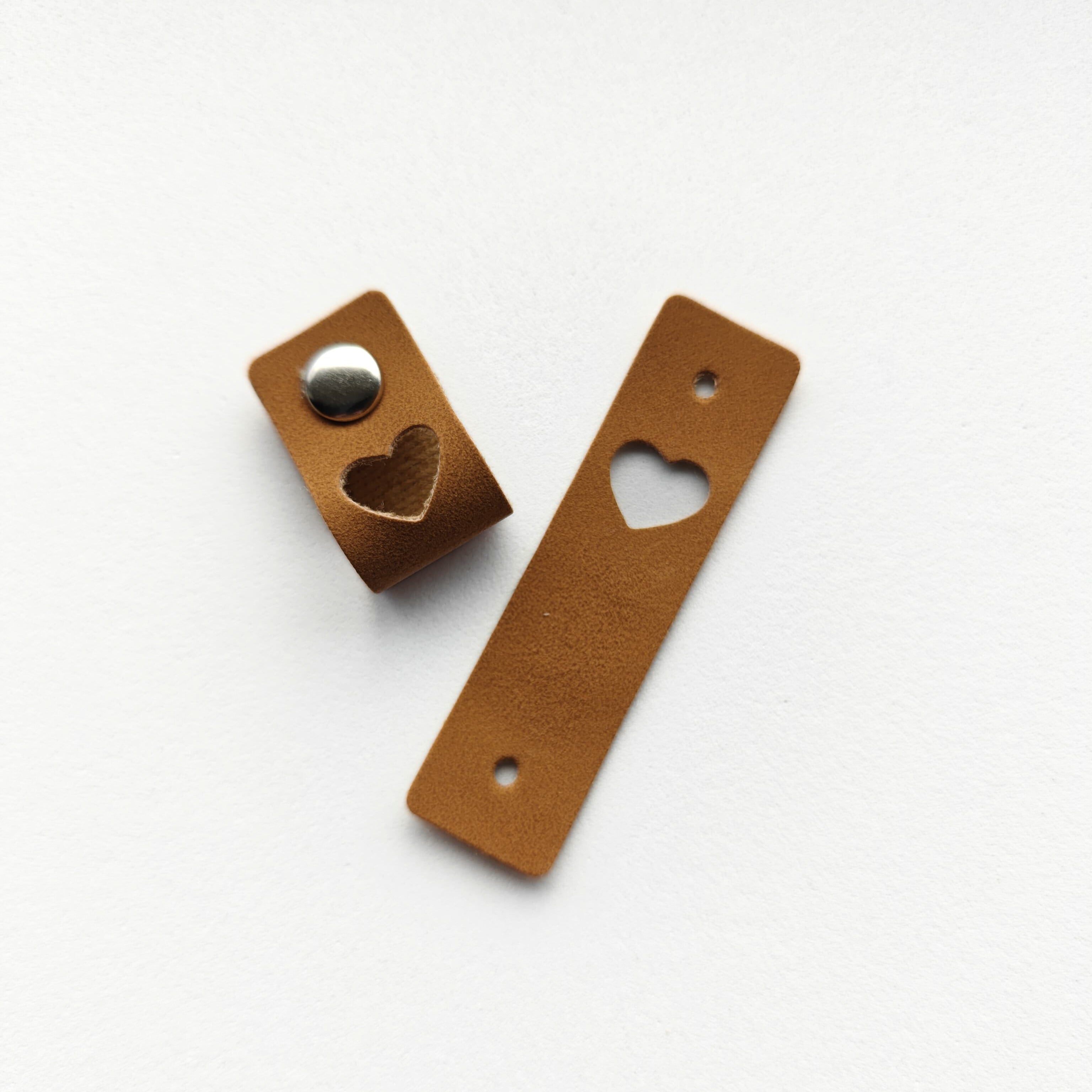 10 pack Faux Leather Heart Tags